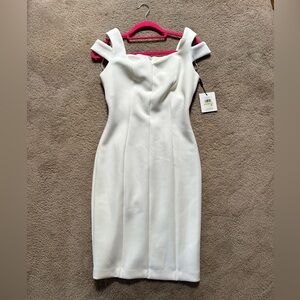 Calvin Klein White Off-the-Shoulder Sheath Dress